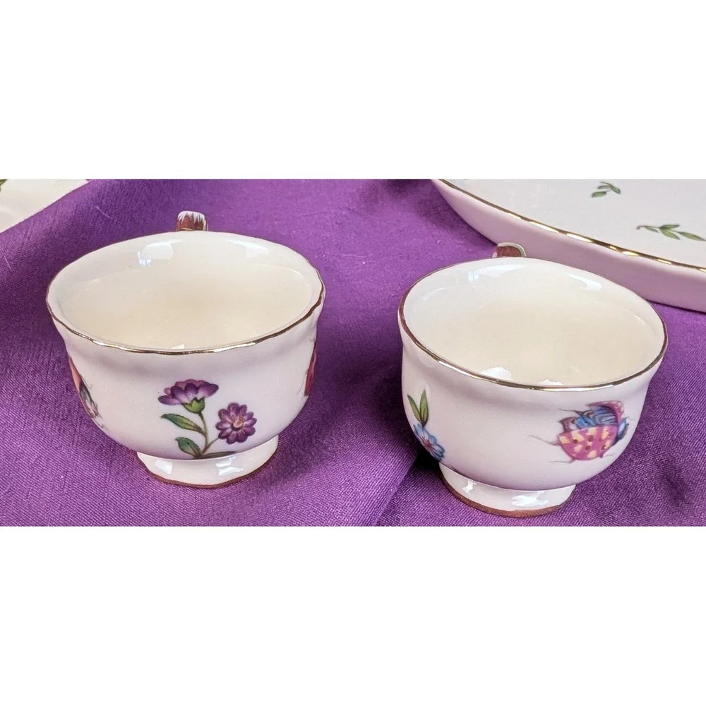 Burton + BURTON Mini Porcelain Insect Tea Set Morning Meadow 10 pieces Gold NIB